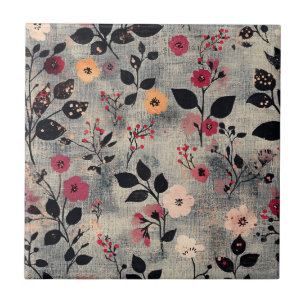 Rustic Blush Floral Linen Pattern (3) Tile