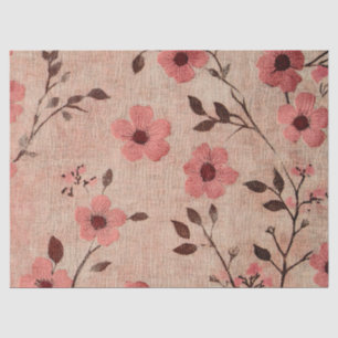 Rustic Blush Floral Linen Pattern (4) Tissue Paper
