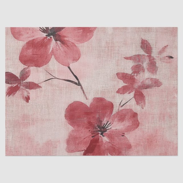 Rustic Blush Floral Linen Pattern (5) Tissue Paper (Front)