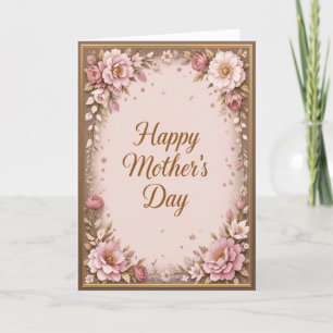 Rustic Blush Floral Mothers Day Warm Earthy Tones Holiday Card