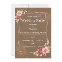 Rustic Blush Floral Wedding Invitation