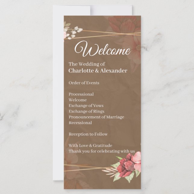 Rustic Blush Floral Wedding Program (Front)