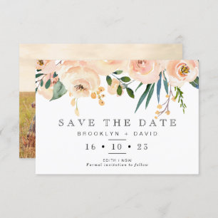 Rustic Blush Floral Wedding Save The Date Card