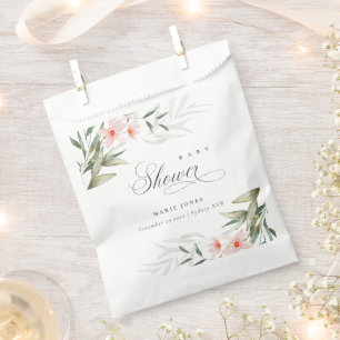 Rustic Blush Greenery Floral Bunch Baby Shower Favour Bags