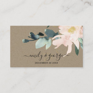 RUSTIC BLUSH KRAFT FLORAL BUNCH WEDDING WEBSITE BUSINESS CARD