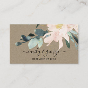 RUSTIC BLUSH KRAFT FLORAL WEDDING WEBSITE RSVP BUSINESS CARD