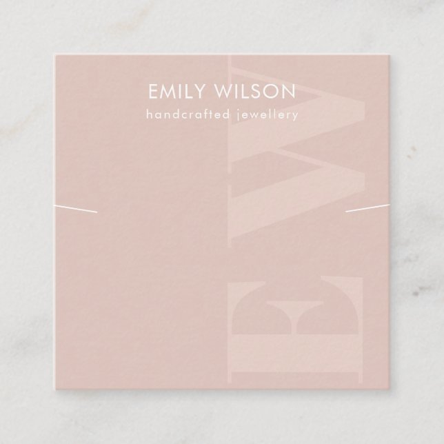 Rustic Blush Monogram Necklace Band Template Square Business Card (Front)