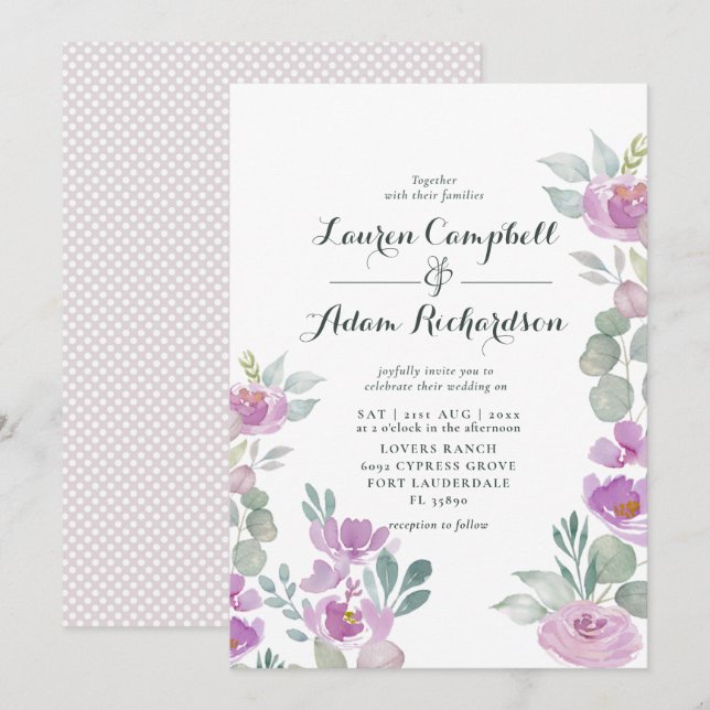 Rustic Blush Pink Eucalyptus Greenery Wedding Invitation (Front/Back)