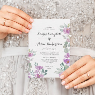 Rustic Blush Pink Eucalyptus Greenery Wedding Invitation