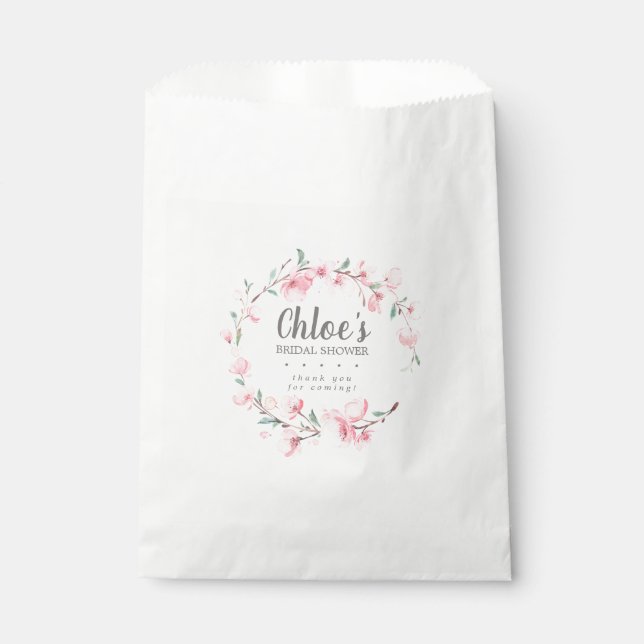 Rustic Blush Pink Floral Bridal Shower Favour Bags (Front)