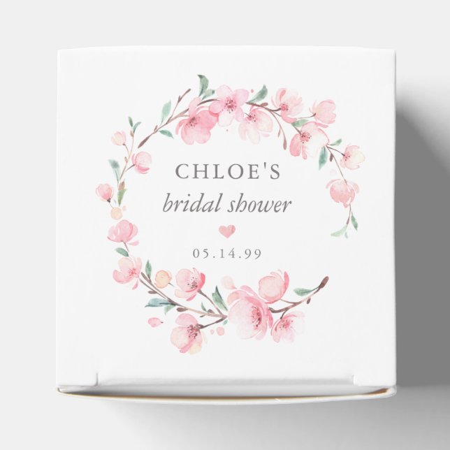 Rustic Blush Pink Floral Bridal Shower Favour Box (Top)