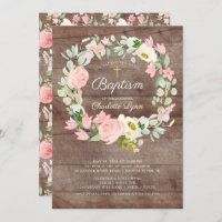 Rustic Blush Pink Floral Girls Baptism