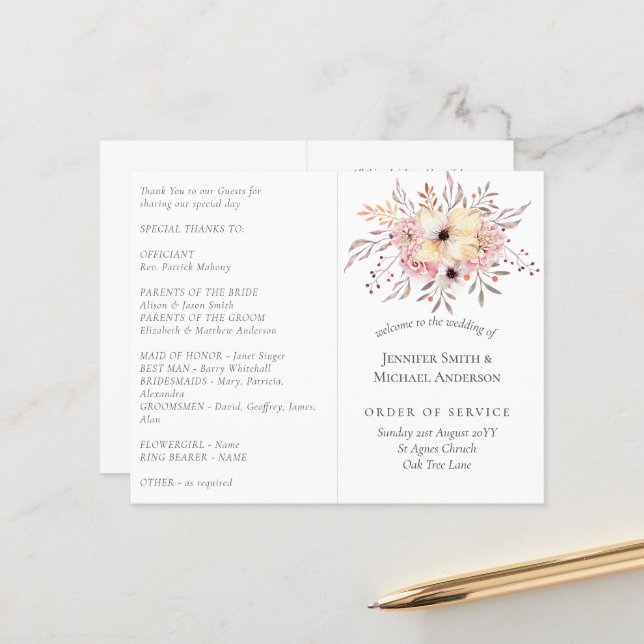 Rustic Blush Pink Floral Sage Wedding (Front/Back In Situ)