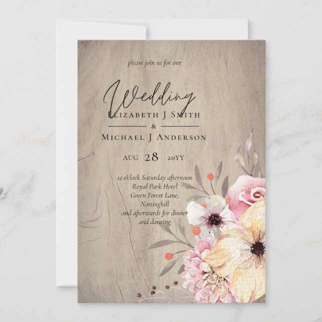 Rustic Blush Pink Floral Sage Wedding (Front)