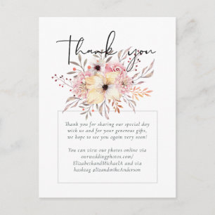 Rustic Blush Pink Floral Sage Wedding Postcard