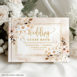 Rustic Blush Pink Gold Frame Autumn Wedding Book