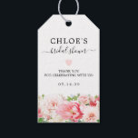 Rustic Blush Pink Peony Floral Bridal Shower Gift Tags<br><div class="desc">Chic and elegant bridal shower favour tag begins with a feminine blush pink peony floral border on the bottom. The bride's name, bridal shower date, and thank you sentiment are above. A pink heart separates the text. This gift tag is part of the Rustic Pink Peony collection that contains the...</div>