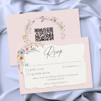 Rustic Blush Pink Romantic Wildflower Wedding QR