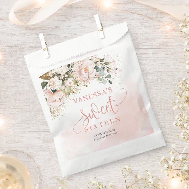 Rustic blush pink roses gold boho sweet sixteen favour bags (Clipped)