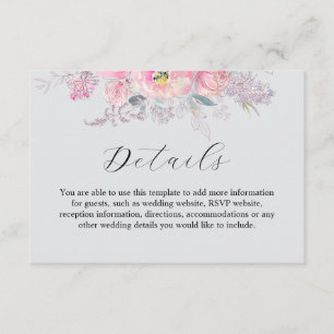 Rustic Blush Pink Watercolor Floral Wedding Enclosure Card
