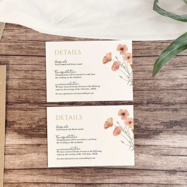Rustic Blush Pink Wildflower Wedding Details Enclosure Card (Creator Uploaded)