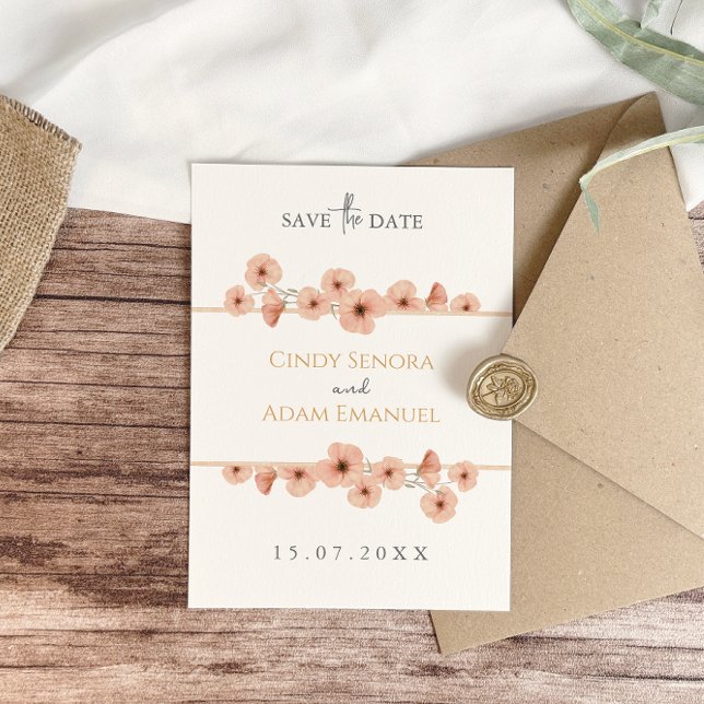 Rustic Blush Pink Wildflower Wedding Save The Date (Creator Uploaded)