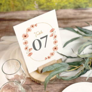 Rustic Blush Pink Wildflower Wedding Table Numbers