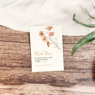 Rustic Blush Pink Wildflower Wedding Thank You Card