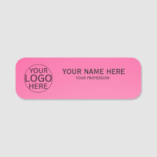 Rustic Blush Pink Wood Custom Logo Employee Name Tag