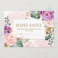 Rustic Blush Purple Tropical Floral Diaper Raffle