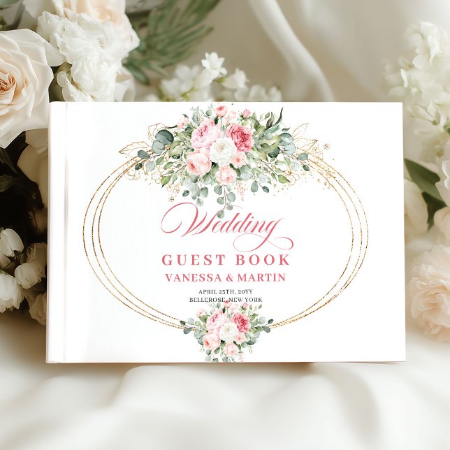 Rustic blush roses gold greenery soft pink wedding guest book (Rustic blush roses gold greenery soft pink wedding guest book

)