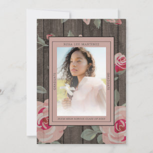 Rustic Blush Three Photo Graduation of 2022 Invitation