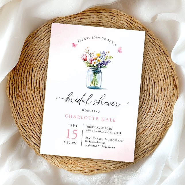 Rustic Blush Watercolor Floral Bridal Shower Invitation (Creator Uploaded)