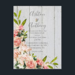 Rustic Blush Watercolor Floral Vintage Wedding Postcard<br><div class="desc">Beautiful and elegant rustic wedding invitation postcard with a faux white wash background,  watercolor flowers.</div>