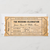 Rustic Boarding Pass Style Ticket Wedding