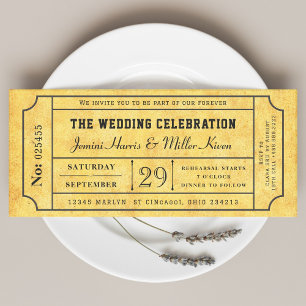 Rustic Boarding Pass Style Wedding Invite