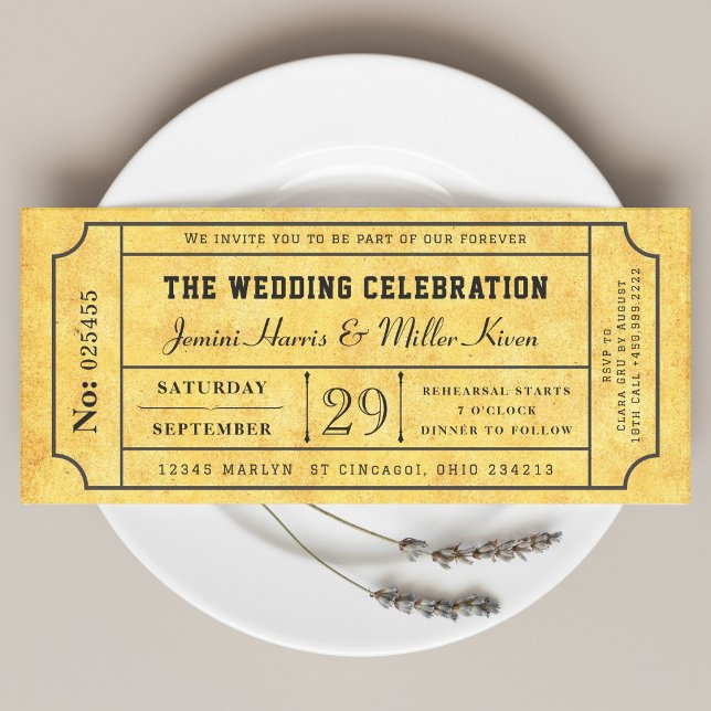 Rustic Boarding Pass Style Wedding Invite (Creator Uploaded)