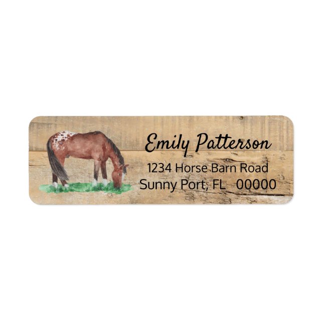Rustic Boards Appaloosa Horse Return Address Label (Front)