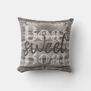 rustic BOAT SWEET BOAT barnwood Cushion