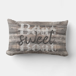 rustic BOAT SWEET BOAT barnwood two-sided Lumbar Cushion