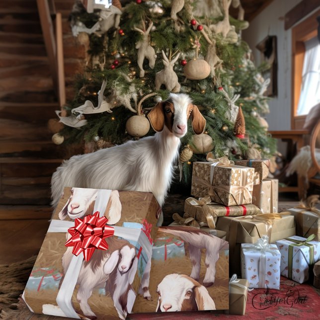 Rustic Boer Baby Goats Christmas  Wrapping Paper (Creator Uploaded)