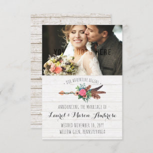 Rustic Bohemian Arrow Rose Wedding Announcement