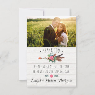 Rustic Bohemian Arrow Wedding Thank You