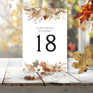 Rustic Bohemian Autumn Floral   Table Number