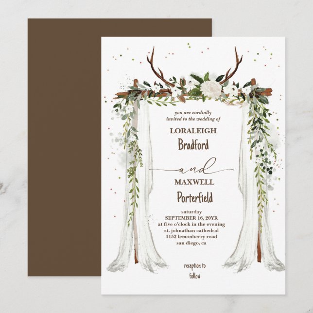 Rustic bohemian | Boho Canopy Wedding Invitation (Front/Back)