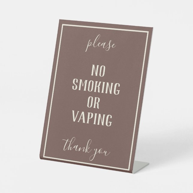Rustic Bohemian Brown No Smoking Tabletop Sign (Front)