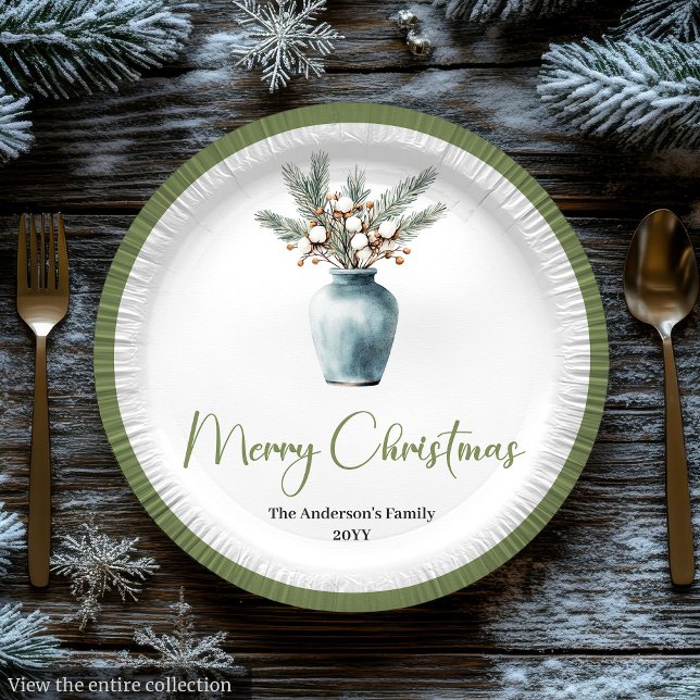 Rustic Bohemian Christmas Bouquet Watercolor Plate (Rustic Bohemian Christmas Bouquet Watercolor Plates)