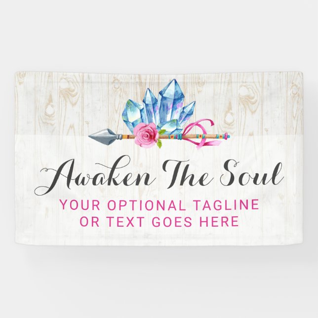 Rustic Bohemian Crystal Gems & Arrow Watercolor Banner (Horizontal)