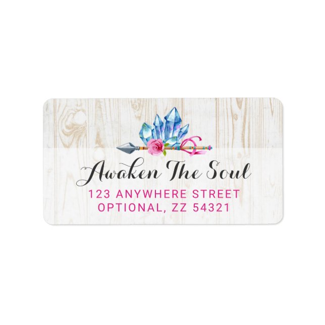 Rustic Bohemian Crystal Gems & Arrow Watercolor Label (Front)