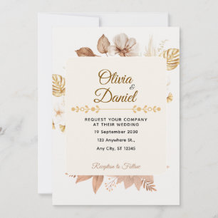 Rustic Bohemian Dried Floral Cream Wedding  Invitation